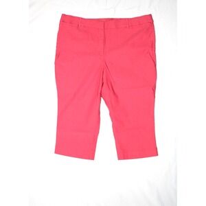 Lane Bryant Women's Pink Salmon Coral Belted Petite Stretchy Capri Beachy 24P